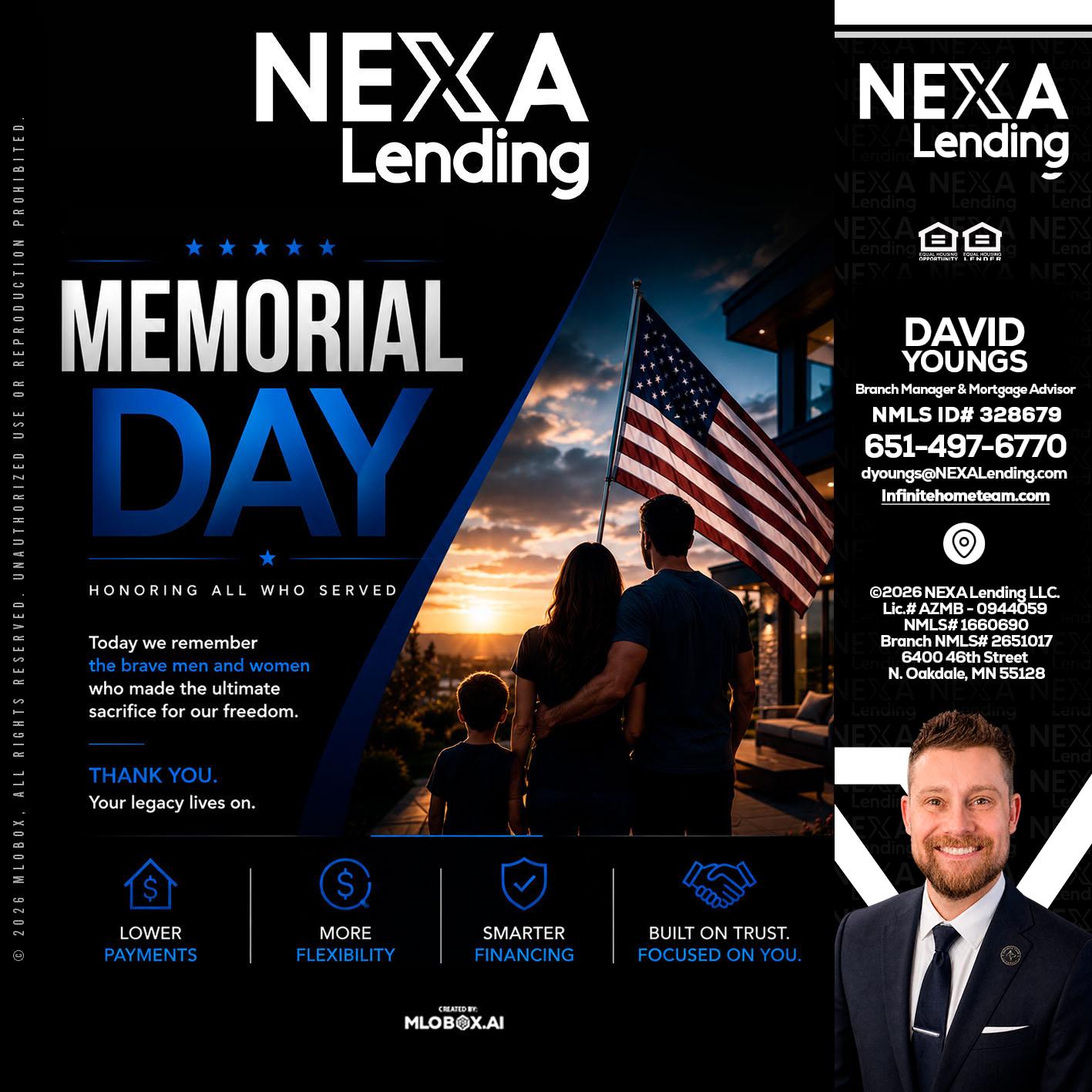 MEMORIAL DAY - David Youngs -Branch Manager & Mortgage Advisor