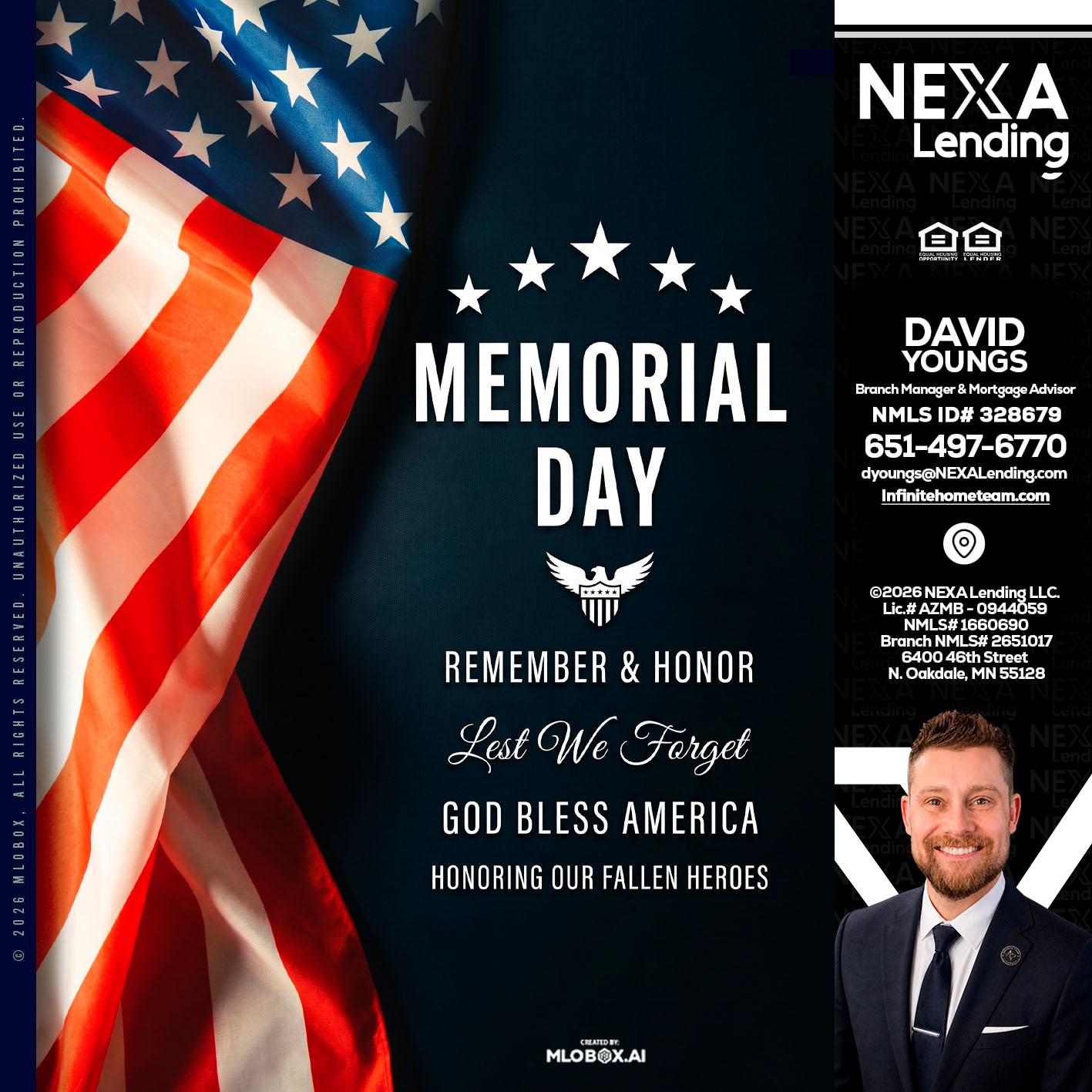MEMORIAL DAY - David Youngs -Branch Manager & Mortgage Advisor