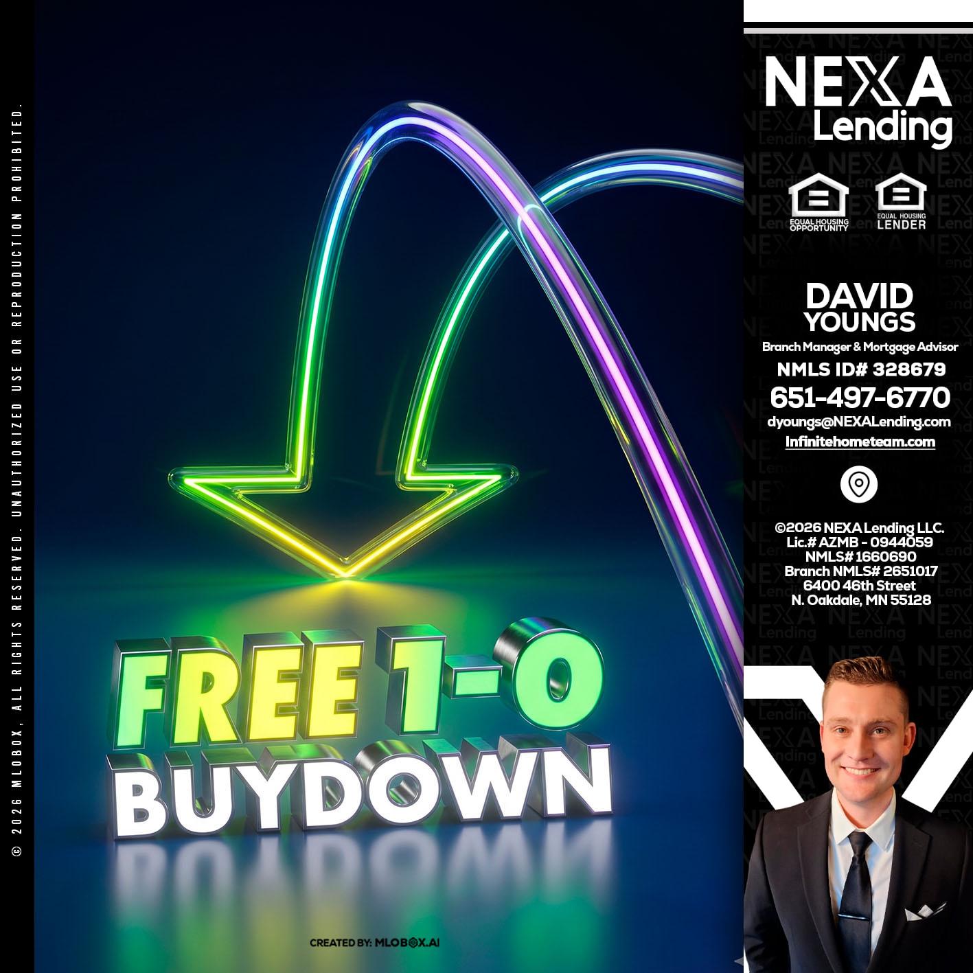 FREE 1-0 BUYDOWN - David Youngs -Branch Manager & Mortgage Advisor