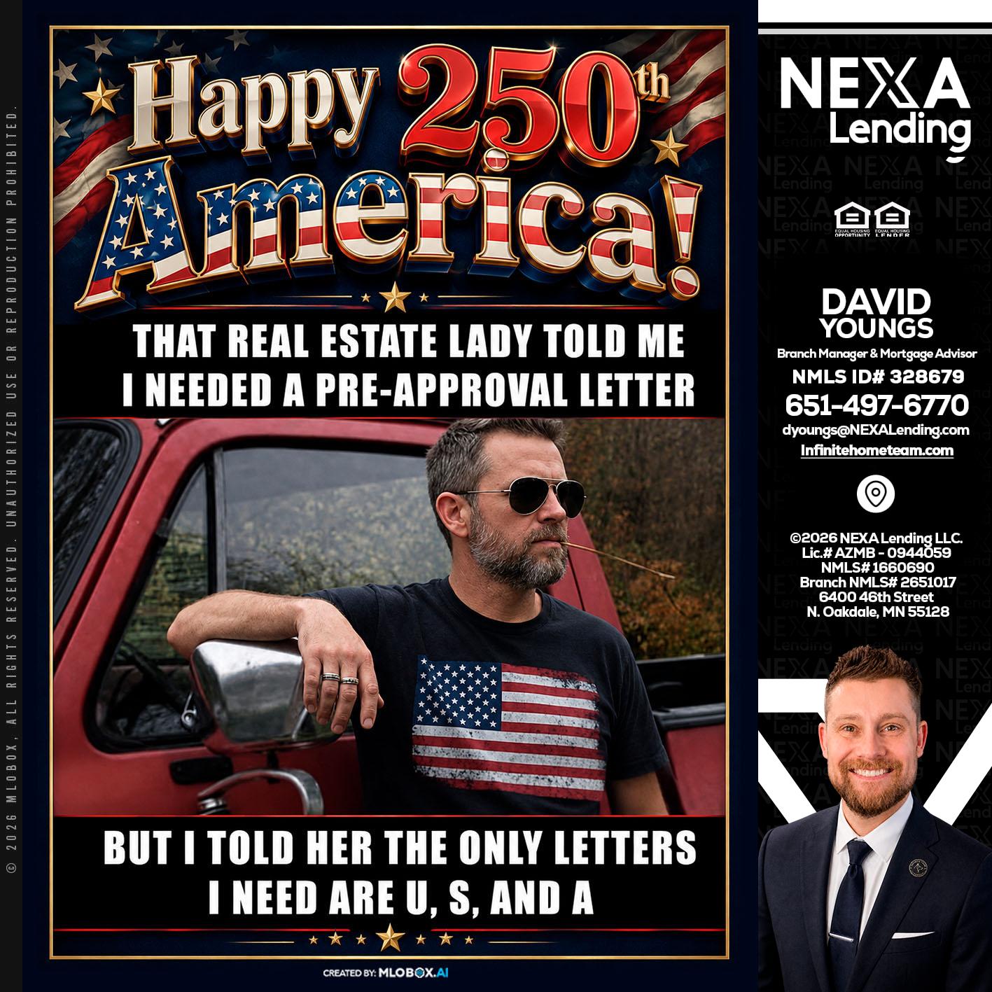 HAPPY 250 TH - David Youngs -Branch Manager & Mortgage Advisor