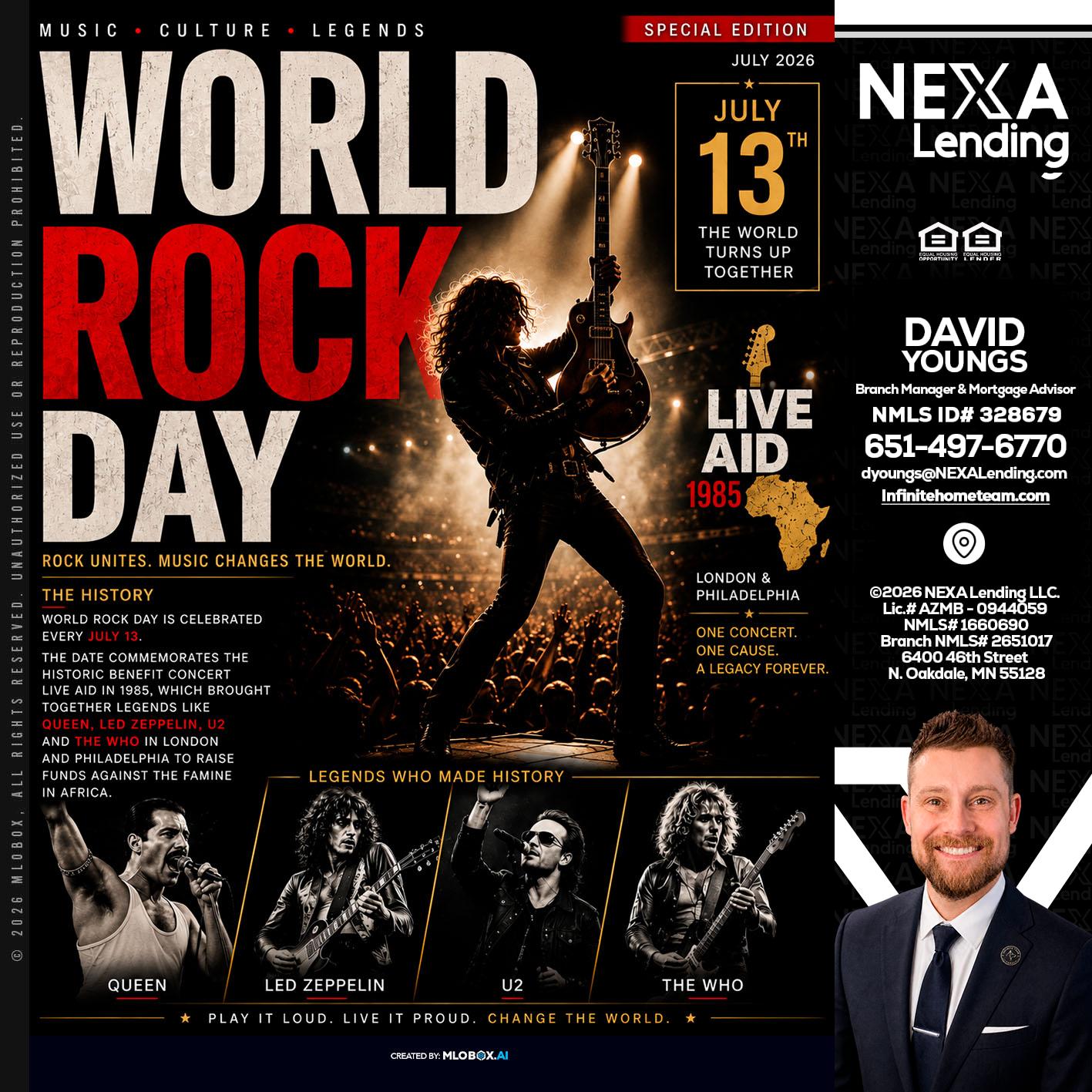 WORLD ROCK MUSIC DAY - David Youngs -Branch Manager & Mortgage Advisor