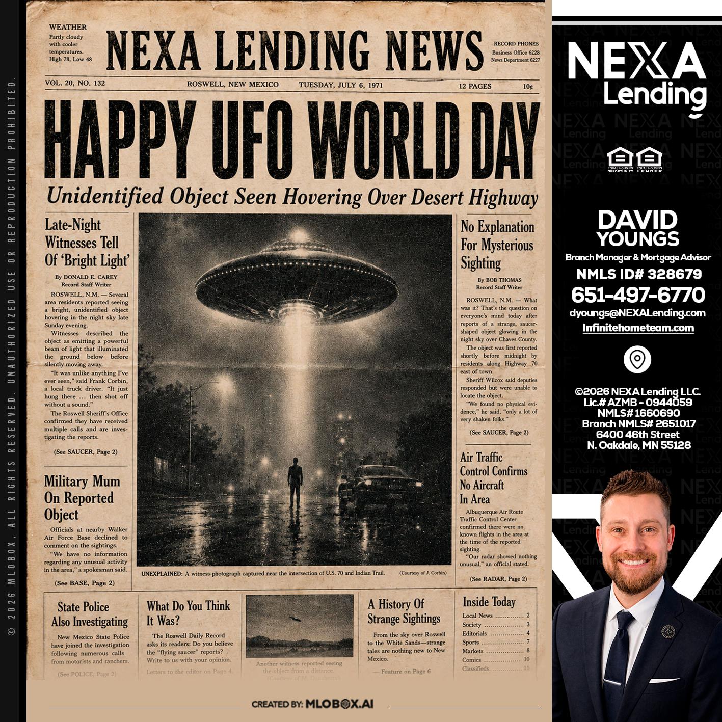 HAPPY UFO WORLD DAY - David Youngs -Branch Manager & Mortgage Advisor