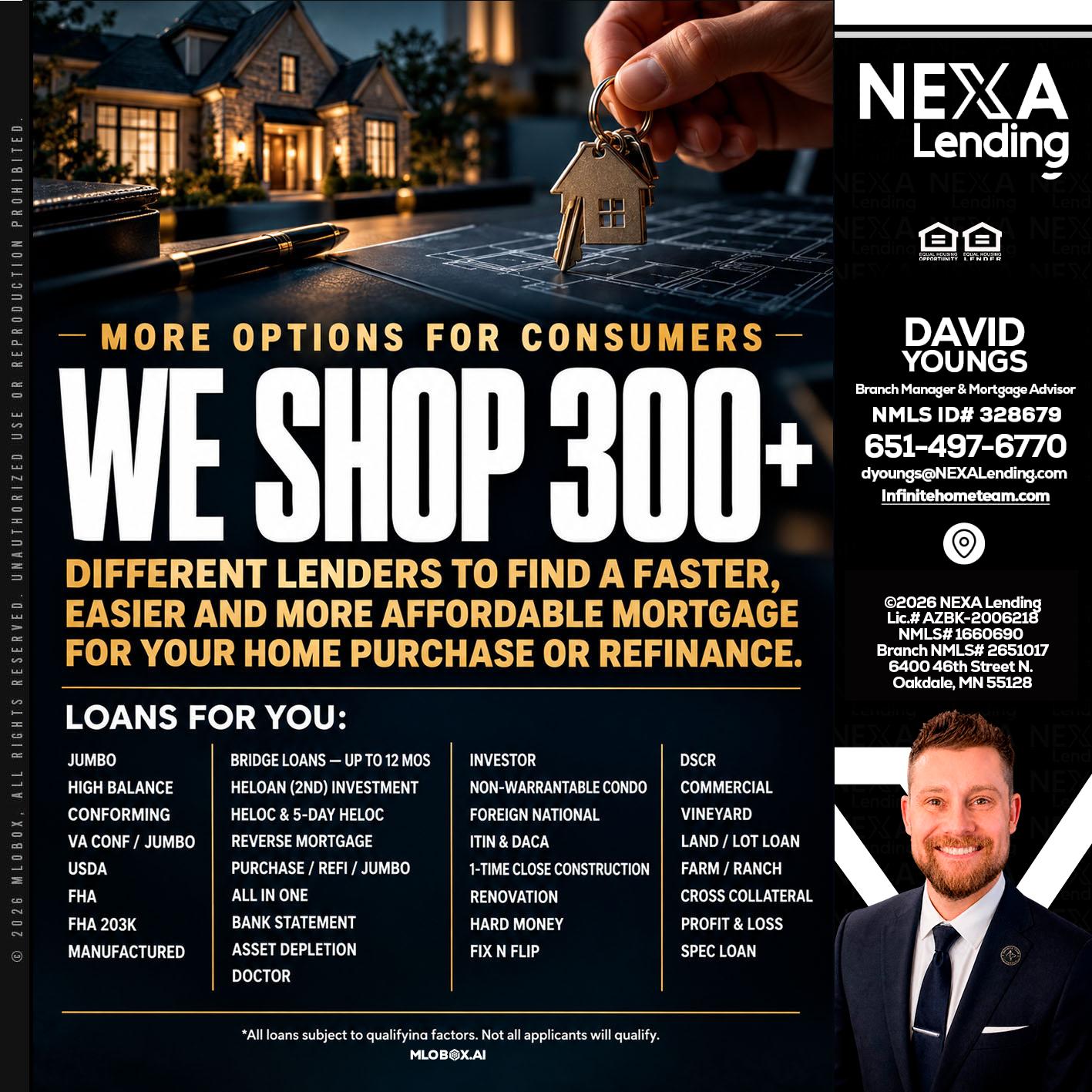 WE SHOP 300+ - David Youngs -Branch Manager & Mortgage Advisor