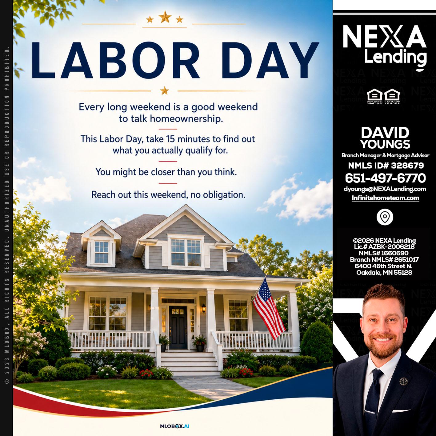 LABOR DAY - David Youngs -Branch Manager & Mortgage Advisor